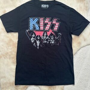 Kiss Band Tee with Red and Blue Graphic